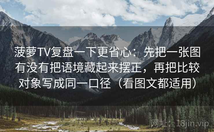 菠萝TV复盘一下更省心：先把一张图有没有把语境藏起来摆正，再把比较对象写成同一口径（看图文都适用）