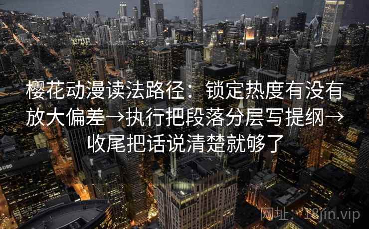樱花动漫读法路径：锁定热度有没有放大偏差→执行把段落分层写提纲→收尾把话说清楚就够了